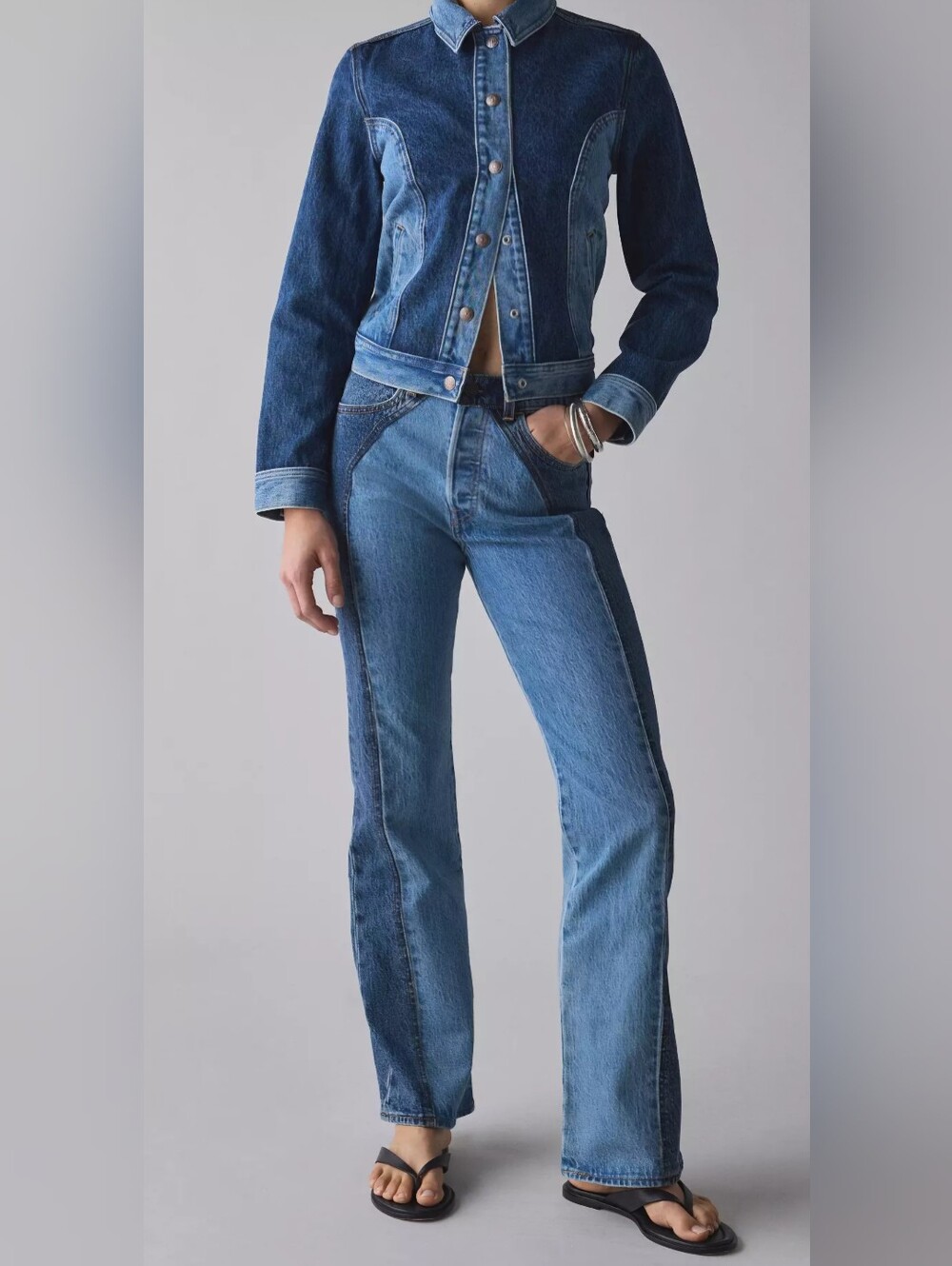 NWT Levi's Wedgie Bootcut Western Jeans Two Tone Practically Pieced